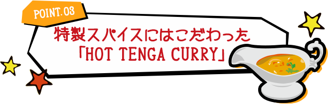 POINT.03 特製スパイスにはこだわった「HOT TENGA CURRY」
