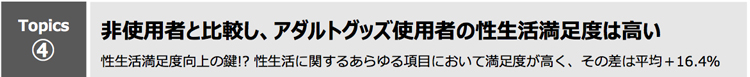 非使用者と比較し、アダルトグッズ使用者の性生活満足度は高い　月刊TENGA